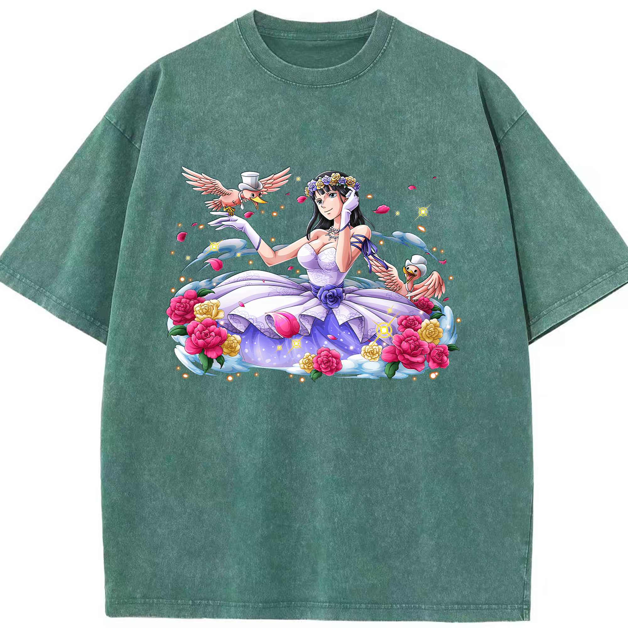 ワンピース ニコ・ロビン ONE PIECE Nico Robin 綿100% ヴィンテージ風 半袖Tシャツ（フロントプリント）